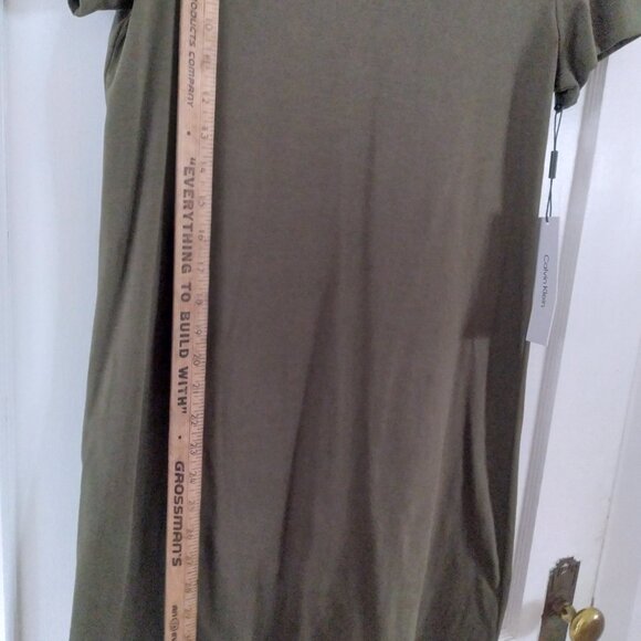 Olive green Calvin Klein collared tshirt dress, size Medium, new with tags - Picture 6 of 7